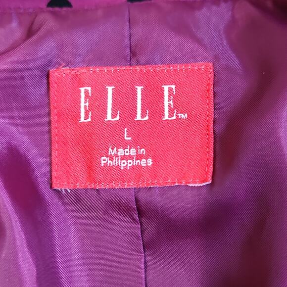 Elle Womens Plum Polka-Dot Blazer Size LG Pleated Ruched Girlhood Fairycore - Picture 9 of 12